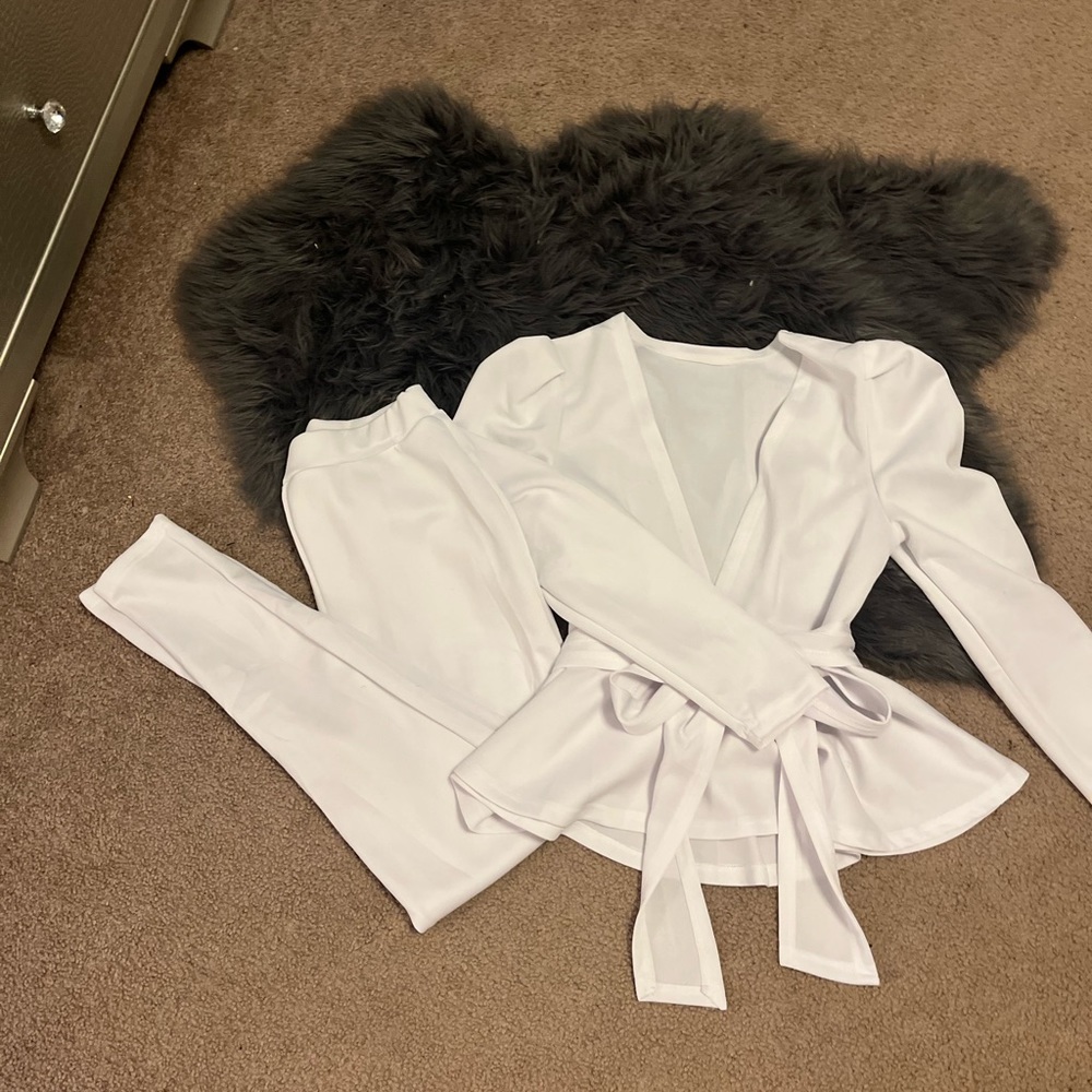 All white 2 piece outfit